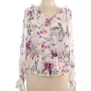 WHBM Floral‎ Print Peplum Blouse